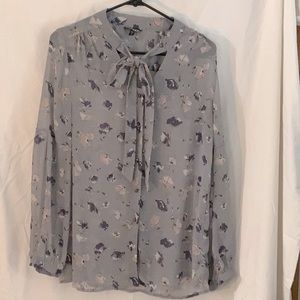 Sheer floral button down blouse, express, size M